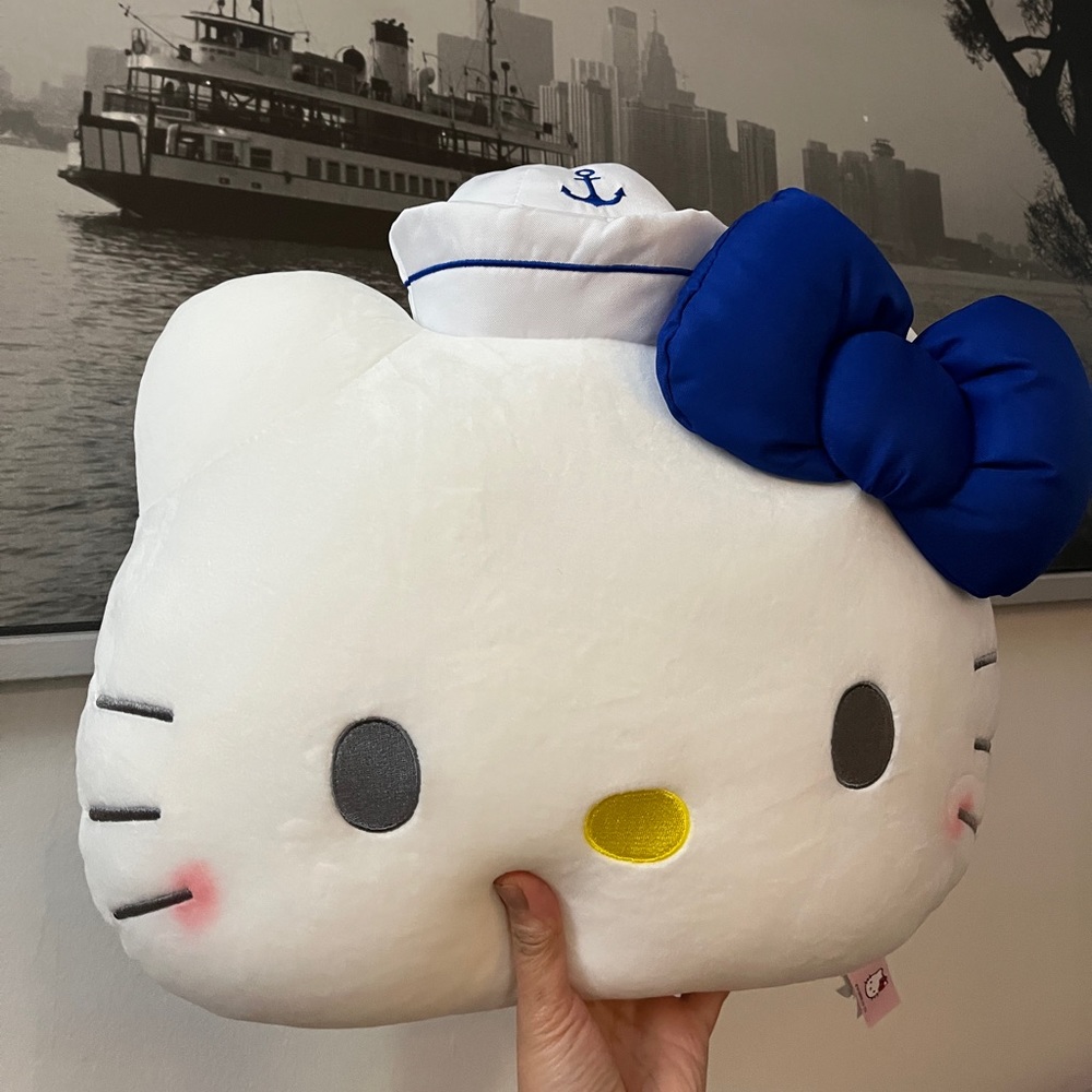 HELLO KITTY Nautical Plush Toy Pillow Sailor Hat Bow SANRIO Squishmallow Kawaii